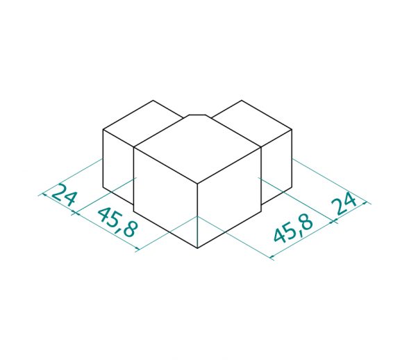 40x40x2 putken liitin 90°, AISI316