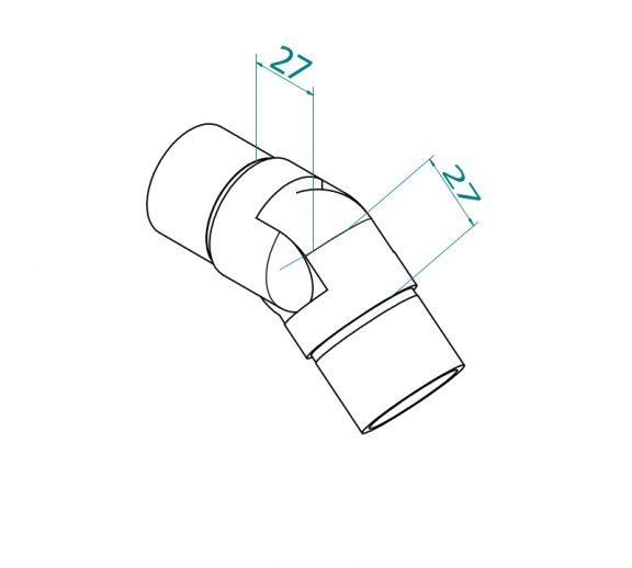 Ø42.4x2 putken liitin. säädettävä 110-180°. AISI316