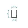 U-profiili 10-10.76 mm lasille, korkea, anodisoitu-kiillotettu, L=3400