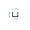 U-profiili 10-10.76 mm lasille, matala, raaka alumiini, L=3500