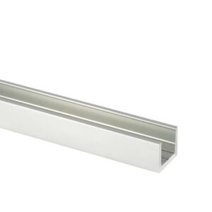 U-profiili 10-10.76 mm lasille, matala, anodisoitu-kiillotettu, L=3400