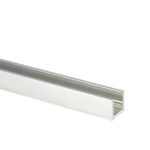 U-profiili 8-8.76 mm lasille, matala, anodisoitu-kiillotettu, L=3400