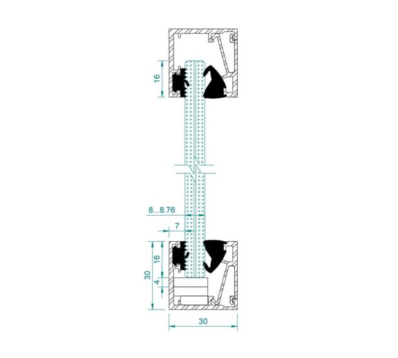 Lasiseinäprofiili 8-8.76 mm:n laseille, harjattu RST-efekti, L=3500