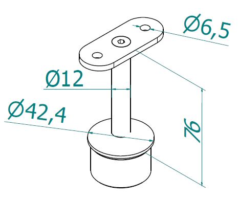 Käsijohdekannake tolpalle Ø42,4×2, sileä kannatin, AISI316