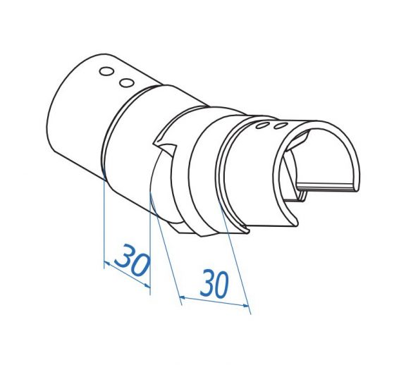 Ø42,4×1,5 käsijohdeprofiilin liitosnivel ylöspäin, AISI316