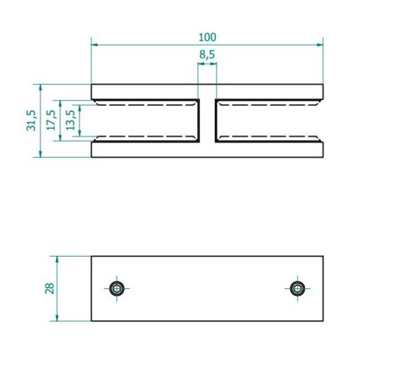 Lasiliitoskappale lasi-lasi 180°, duplex 2205, lasille 8+8