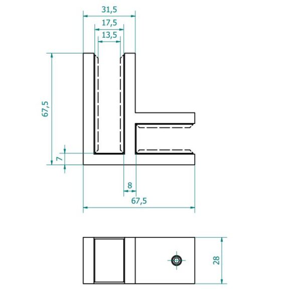 gcf3-b-1-02 Kulmaliitoskappale lasi-lasi 90° Duplex 2205, mattamusta (struktuuri/hiekka), lasille 8+8