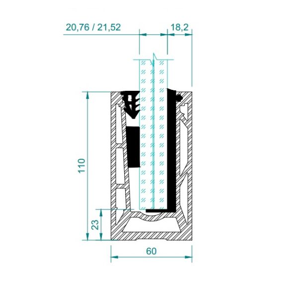 Kaareva lasikaideprofiili 1,5kN/m