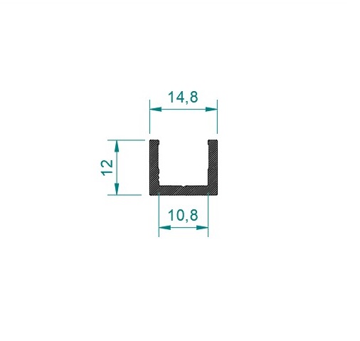 U-profiili 10-10.76 mm lasille, matala, harjattu mattamessinki, L=3100