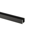 U-profiili 8-8.76 mm lasille, matala, musta anodisointi, L=3500