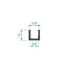U-profiili 8-8.76 mm lasille, matala, harjattu mattamessinki, L=3100