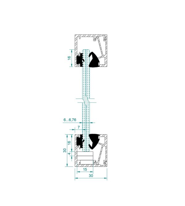 Lasiseinäprofiili 6-6,76 mm:n laseille, harjattu RST-efekti, L=3500