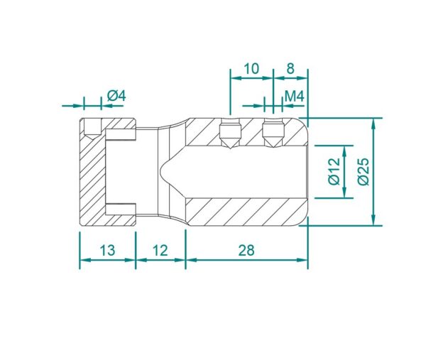 Käsijohdekannakkeen adapteri D12 pinnakaiteeseen, AISI316