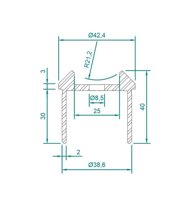 Ø42,4×2 putken päätytulppa, AISI316