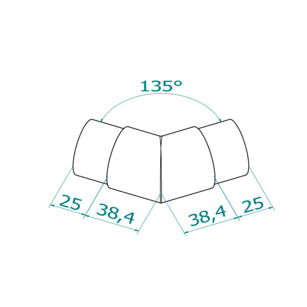 Ø42,4×2 putken liitin 135°, AISI316