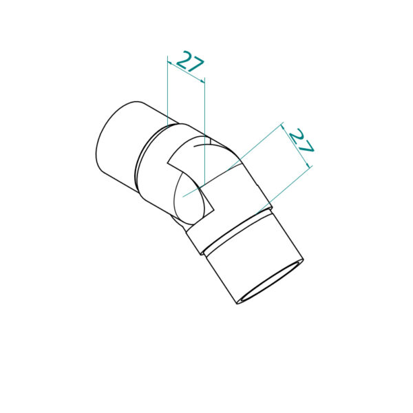 Ø42,4×2 putken liitin, säädettävä 110-180°, AISI316