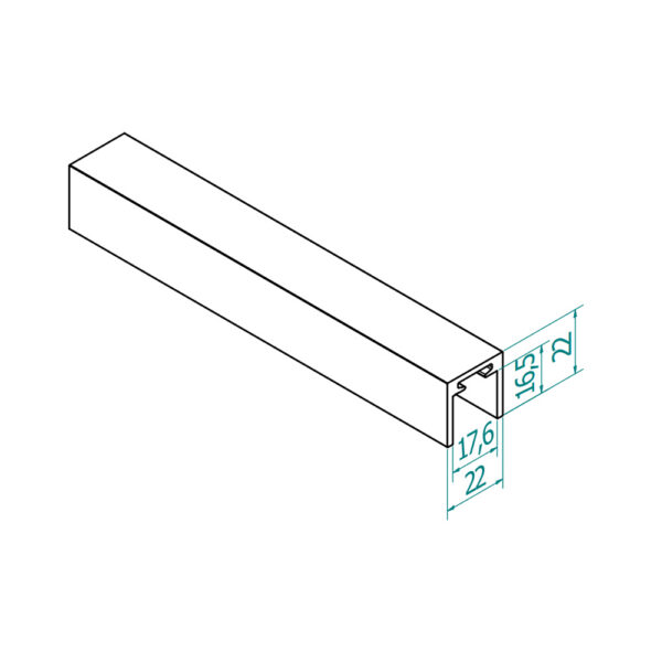 U-profiili käsijohde 8+8 mm:n lasille, mattamusta (struktuuri/hiekka)
