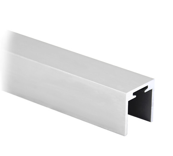 U-profiili käsijohde lasille 12+12 mm, raaka alumiini