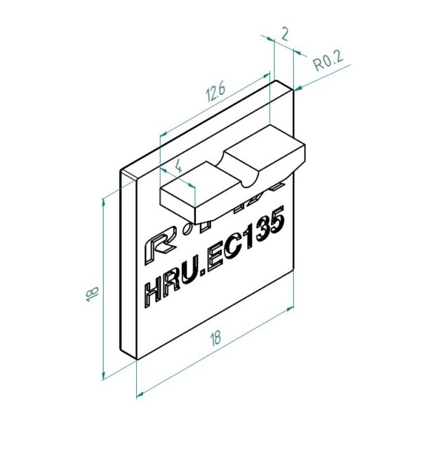 hru-ec135p-1-03 U-profiili käsijohteen päätylevy 6+6 mm:n lasille, Premium