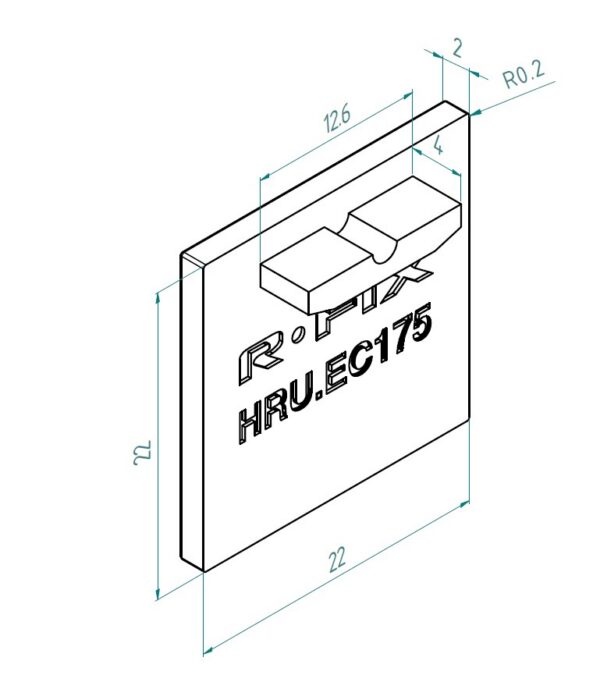 hru-ec175p-1-03 U-profiili käsijohteen päätylevy 8+8 mm:n lasille, Premium