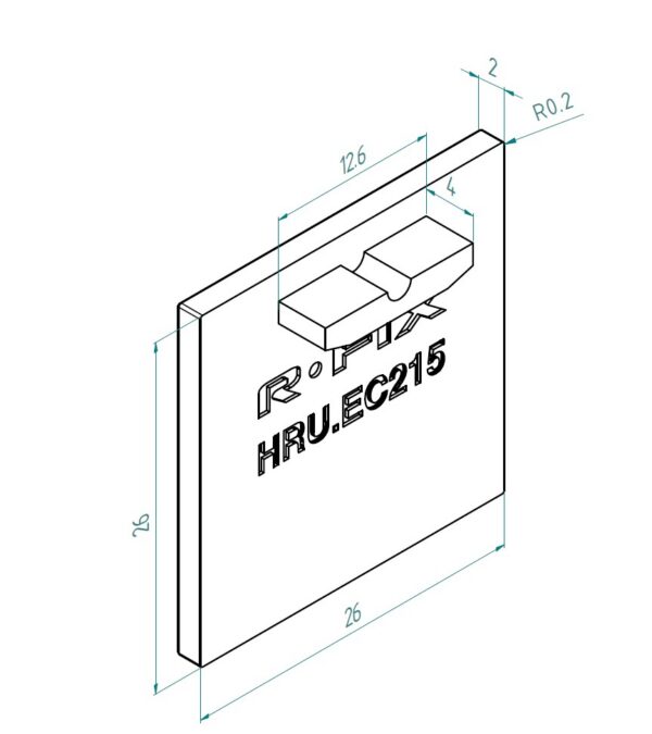 hru-ec215p-1-03 U-profiili käsijohteen päätylevy 10+10 mm:n lasille, Premium