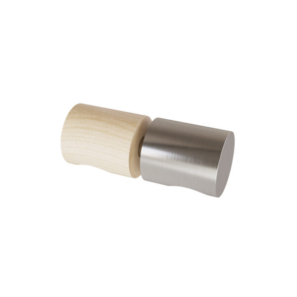 Saunaoven vedin pyöreä, puu / harjattu mattanikkeli