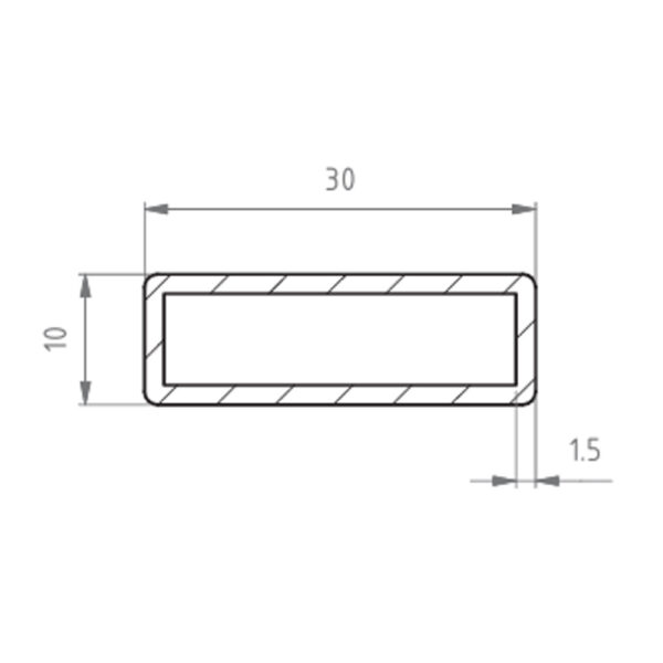 Tukitangon putki 10×30, pituus 1m, harjattu mattamessinki PVD