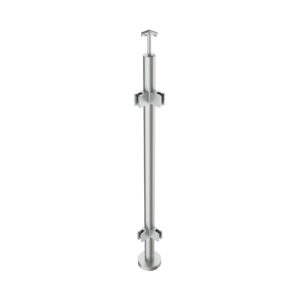 spb42-16-4c-1-01 Kaidetolppa pohjakiinnityksellä Ø42.4×2, AISI316, 90° kulma